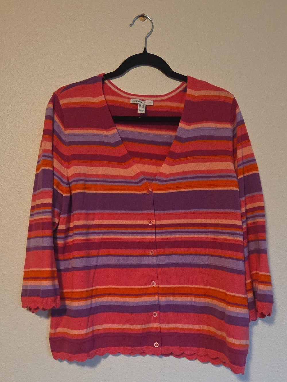 Isaac Mizrahi Live! Striped Knit Top in Pink, Purple & Orange